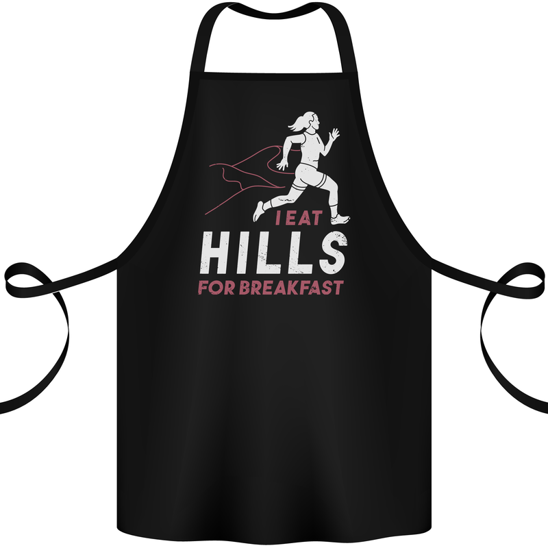 Hills Running Marathon Cross Country Runner Cotton Apron 100% Organic Black