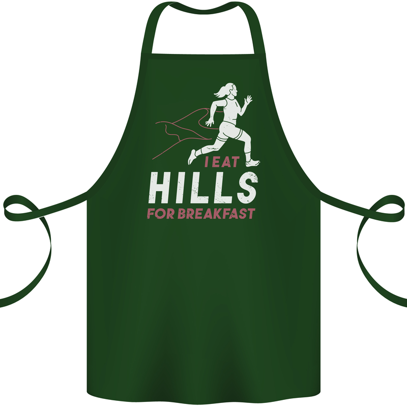 Hills Running Marathon Cross Country Runner Cotton Apron 100% Organic Forest Green