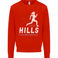 Hills Running Marathon Cross Country Runner Kids Sweatshirt Jumper Bright Red