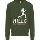 Hills Running Marathon Cross Country Runner Kids Sweatshirt Jumper Forest Green