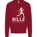 Hills Running Marathon Cross Country Runner Kids Sweatshirt Jumper Red