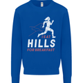 Hills Running Marathon Cross Country Runner Kids Sweatshirt Jumper Royal Blue