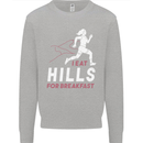 Hills Running Marathon Cross Country Runner Kids Sweatshirt Jumper Sports Grey