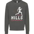 Hills Running Marathon Cross Country Runner Kids Sweatshirt Jumper Storm Grey