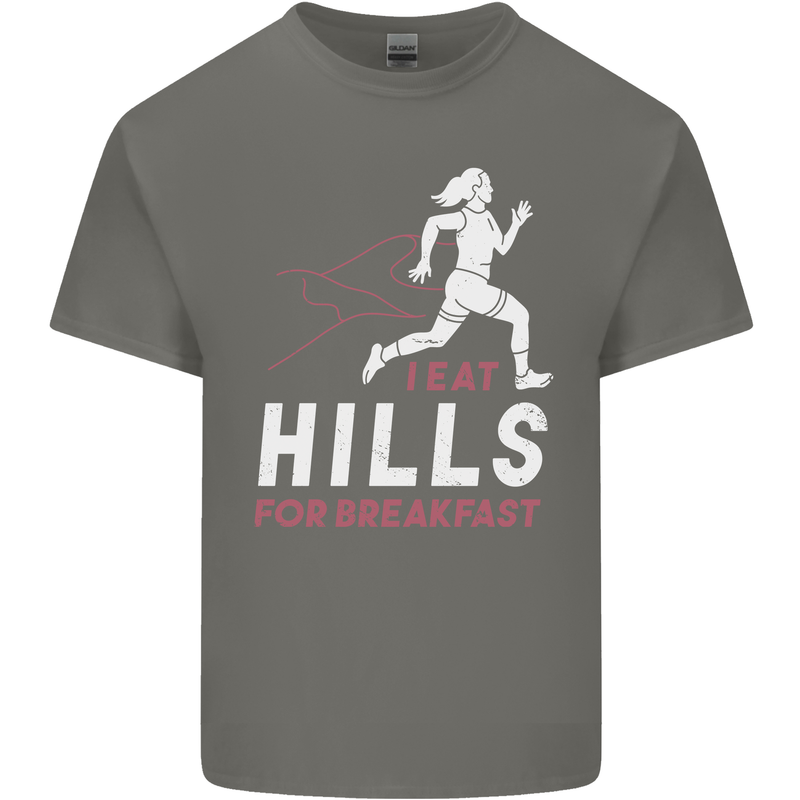Hills Running Marathon Cross Country Runner Kids T-Shirt Childrens Charcoal