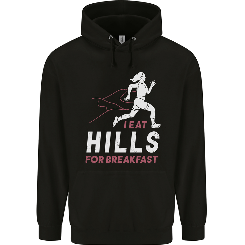 Hills Running Marathon Cross Country Runner Mens 80% Cotton Hoodie Black
