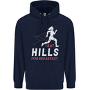Hills Running Marathon Cross Country Runner Mens 80% Cotton Hoodie Navy Blue