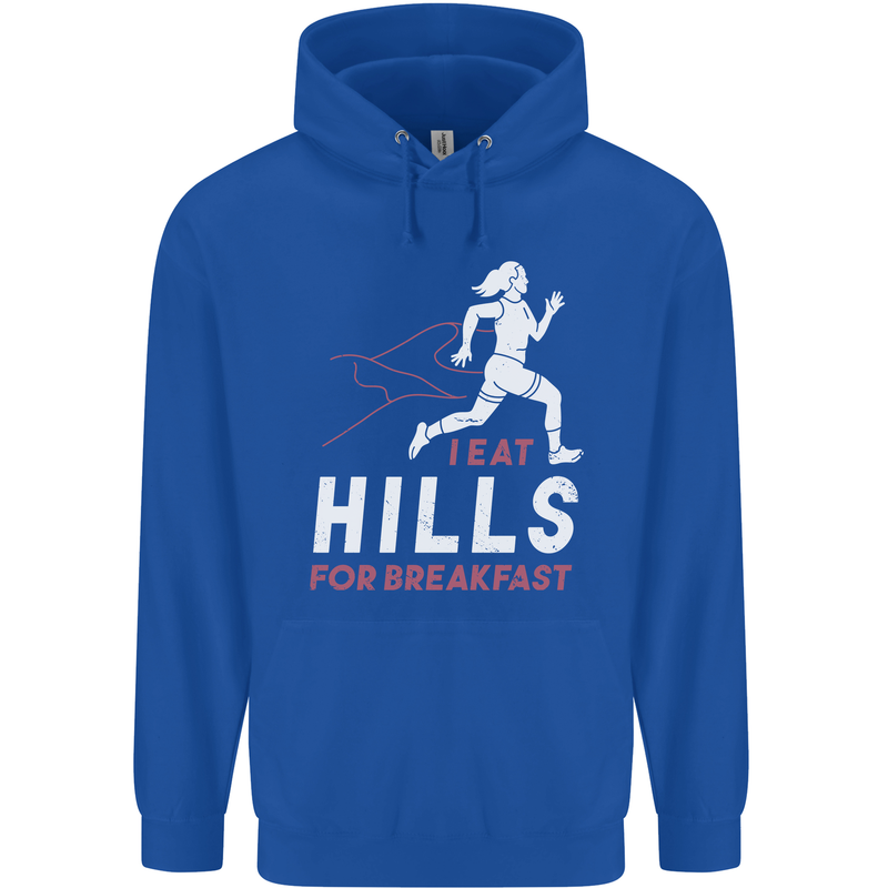 Hills Running Marathon Cross Country Runner Mens 80% Cotton Hoodie Royal Blue