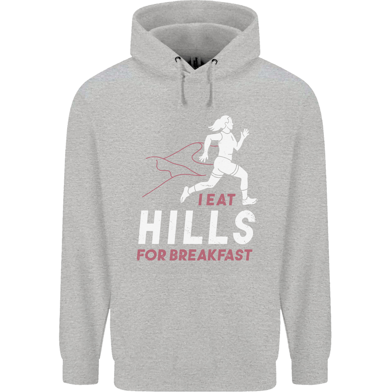 Hills Running Marathon Cross Country Runner Mens 80% Cotton Hoodie Sports Grey
