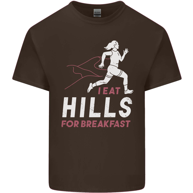 Hills Running Marathon Cross Country Runner Mens Cotton T-Shirt Tee Top Dark Chocolate