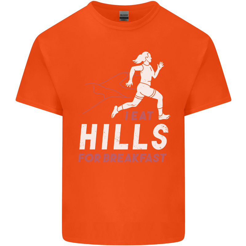 Hills Running Marathon Cross Country Runner Mens Cotton T-Shirt Tee Top Orange