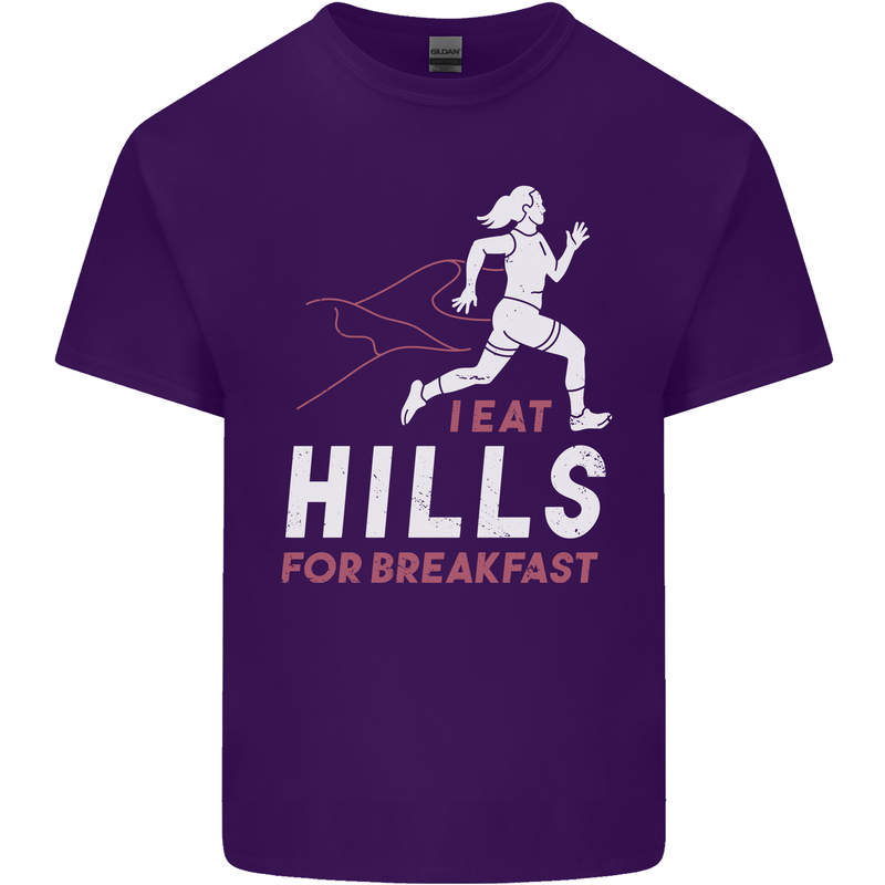Hills Running Marathon Cross Country Runner Mens Cotton T-Shirt Tee Top Purple