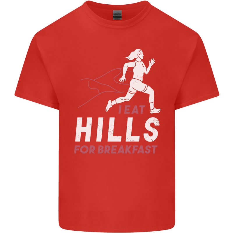 Hills Running Marathon Cross Country Runner Mens Cotton T-Shirt Tee Top Red