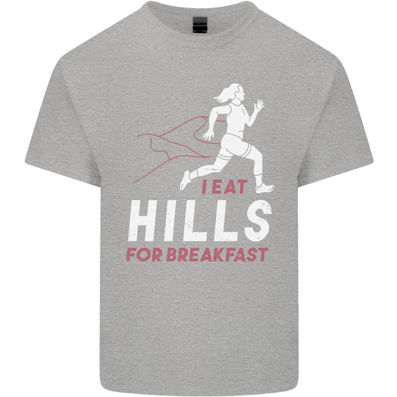 Hills Running Marathon Cross Country Runner Mens Cotton T-Shirt Tee Top Sports Grey