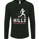 Hills Running Marathon Cross Country Runner Mens Long Sleeve T-Shirt Black