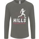 Hills Running Marathon Cross Country Runner Mens Long Sleeve T-Shirt Charcoal