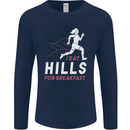 Hills Running Marathon Cross Country Runner Mens Long Sleeve T-Shirt Navy Blue
