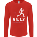 Hills Running Marathon Cross Country Runner Mens Long Sleeve T-Shirt Red