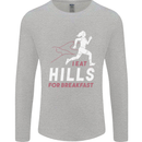 Hills Running Marathon Cross Country Runner Mens Long Sleeve T-Shirt Sports Grey