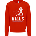 Hills Running Marathon Cross Country Runner Mens Sweatshirt Jumper Bright Red