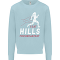 Hills Running Marathon Cross Country Runner Mens Sweatshirt Jumper Light Blue