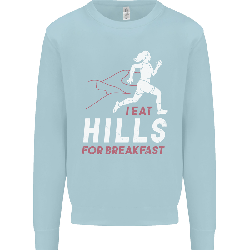 Hills Running Marathon Cross Country Runner Mens Sweatshirt Jumper Light Blue