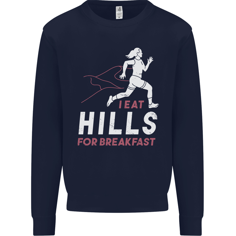 Hills Running Marathon Cross Country Runner Mens Sweatshirt Jumper Navy Blue