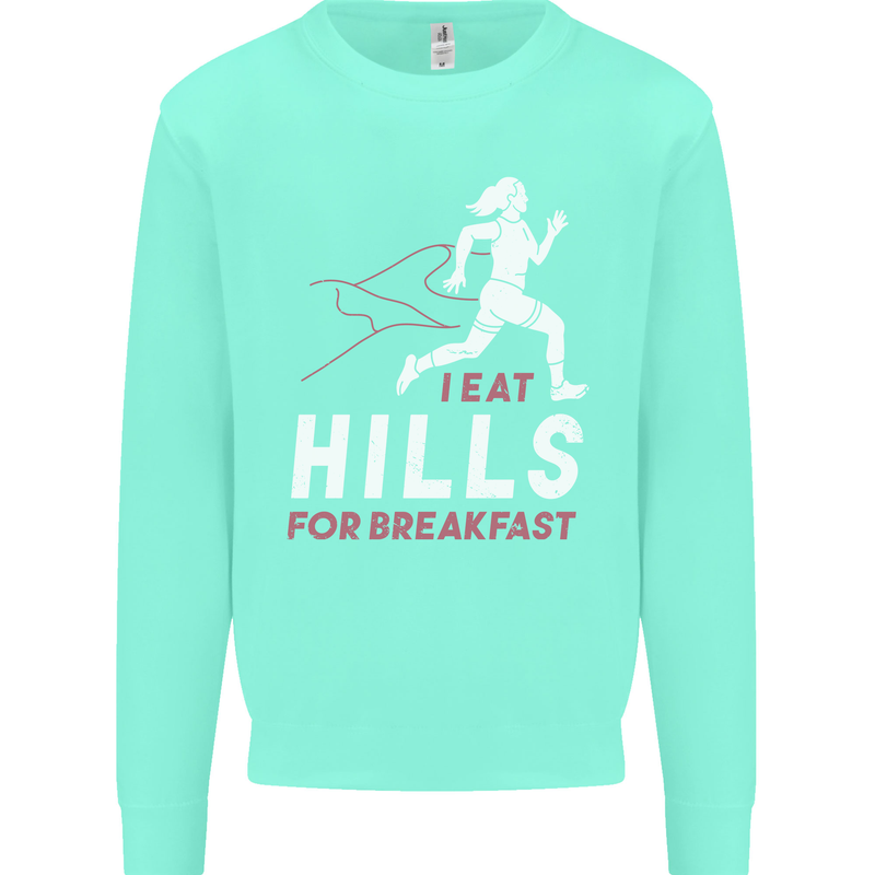 Hills Running Marathon Cross Country Runner Mens Sweatshirt Jumper Peppermint