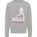 Hills Running Marathon Cross Country Runner Mens Sweatshirt Jumper Sports Grey