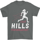 Hills Running Marathon Cross Country Runner Mens T-Shirt 100% Cotton Charcoal