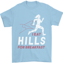 Hills Running Marathon Cross Country Runner Mens T-Shirt 100% Cotton Light Blue