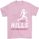 Hills Running Marathon Cross Country Runner Mens T-Shirt 100% Cotton Light Pink