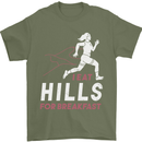 Hills Running Marathon Cross Country Runner Mens T-Shirt 100% Cotton Military Green