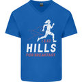Hills Running Marathon Cross Country Runner Mens V-Neck Cotton T-Shirt Royal Blue