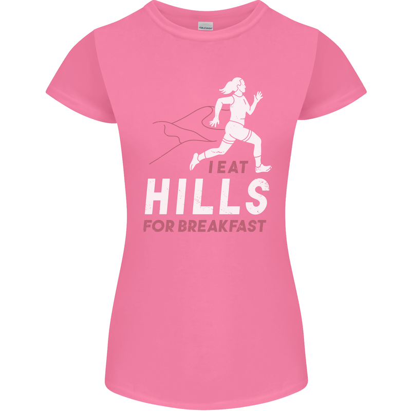 Hills Running Marathon Cross Country Runner Womens Petite Cut T-Shirt Azalea