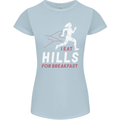 Hills Running Marathon Cross Country Runner Womens Petite Cut T-Shirt Light Blue