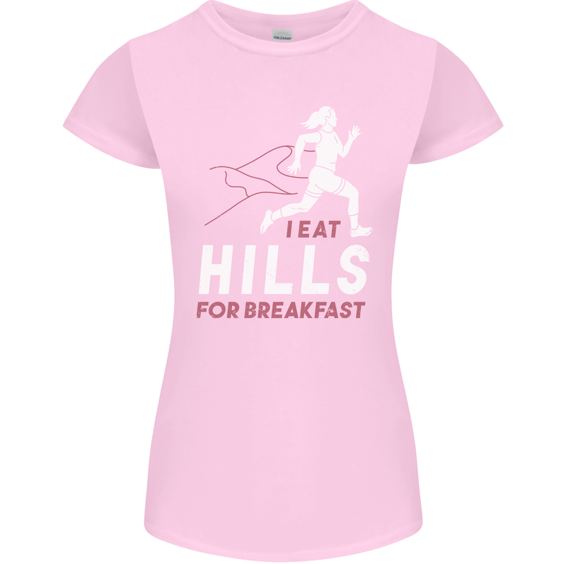 Hills Running Marathon Cross Country Runner Womens Petite Cut T-Shirt Light Pink