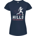 Hills Running Marathon Cross Country Runner Womens Petite Cut T-Shirt Navy Blue