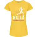 Hills Running Marathon Cross Country Runner Womens Petite Cut T-Shirt Yellow