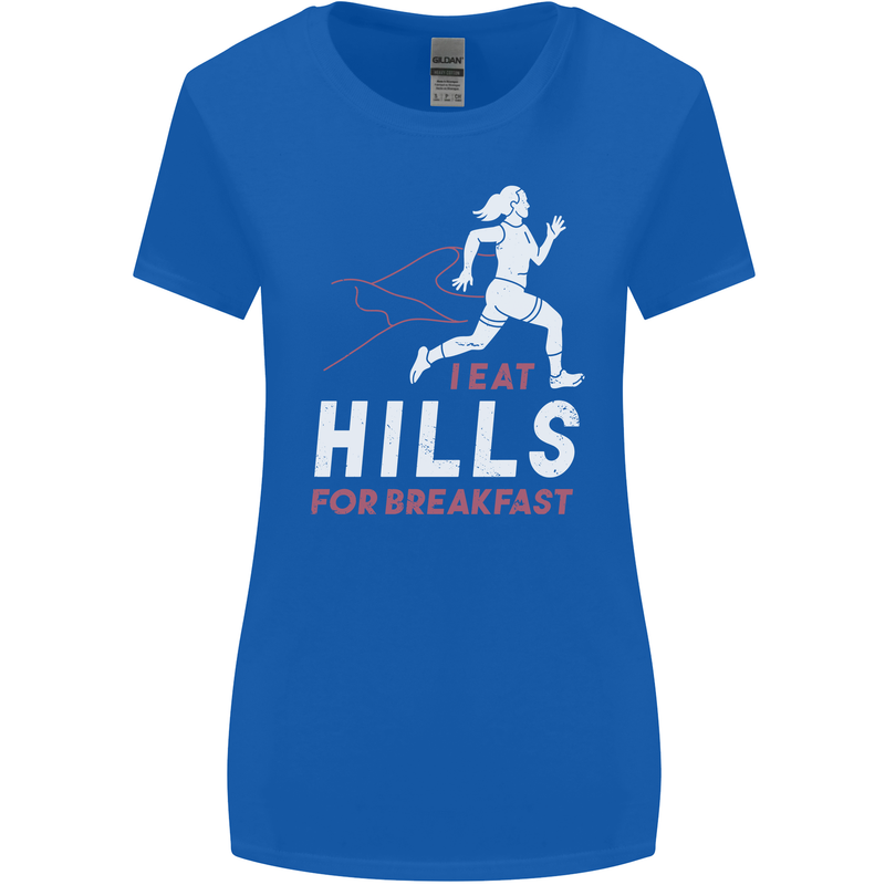 Hills Running Marathon Cross Country Runner Womens Wider Cut T-Shirt Royal Blue