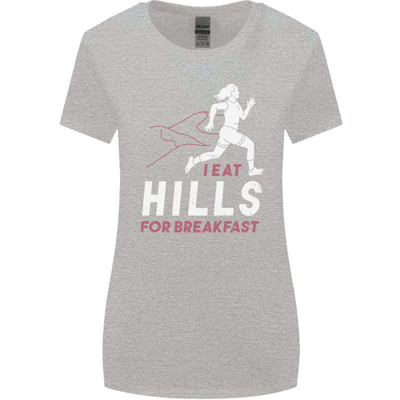 Hills Running Marathon Cross Country Runner Womens Wider Cut T-Shirt Sports Grey