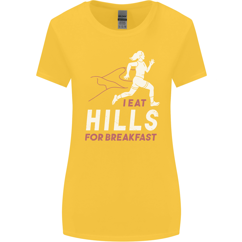 Hills Running Marathon Cross Country Runner Womens Wider Cut T-Shirt Yellow