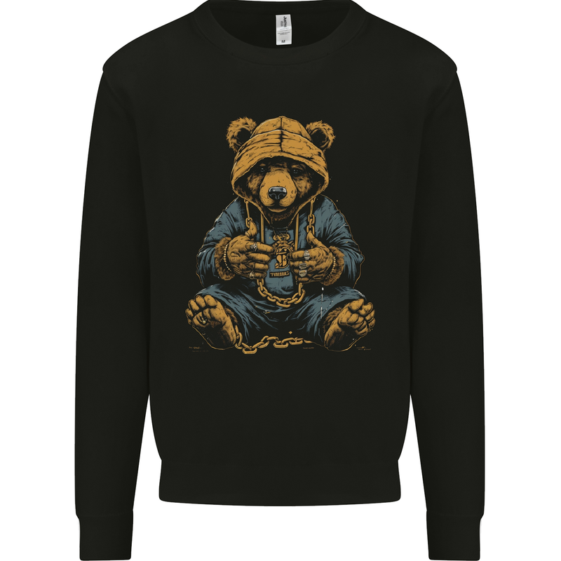 Hip-Hop Teddy Bear Gangsta Rap Gangster Kids Sweatshirt Jumper Black