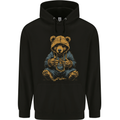 Hip-Hop Teddy Bear Gangsta Rap Gangster Mens 80% Cotton Hoodie Black