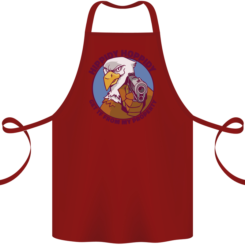 Hippidy Hoppidy Get Off My Property Gun Rights Cotton Apron 100% Organic Maroon