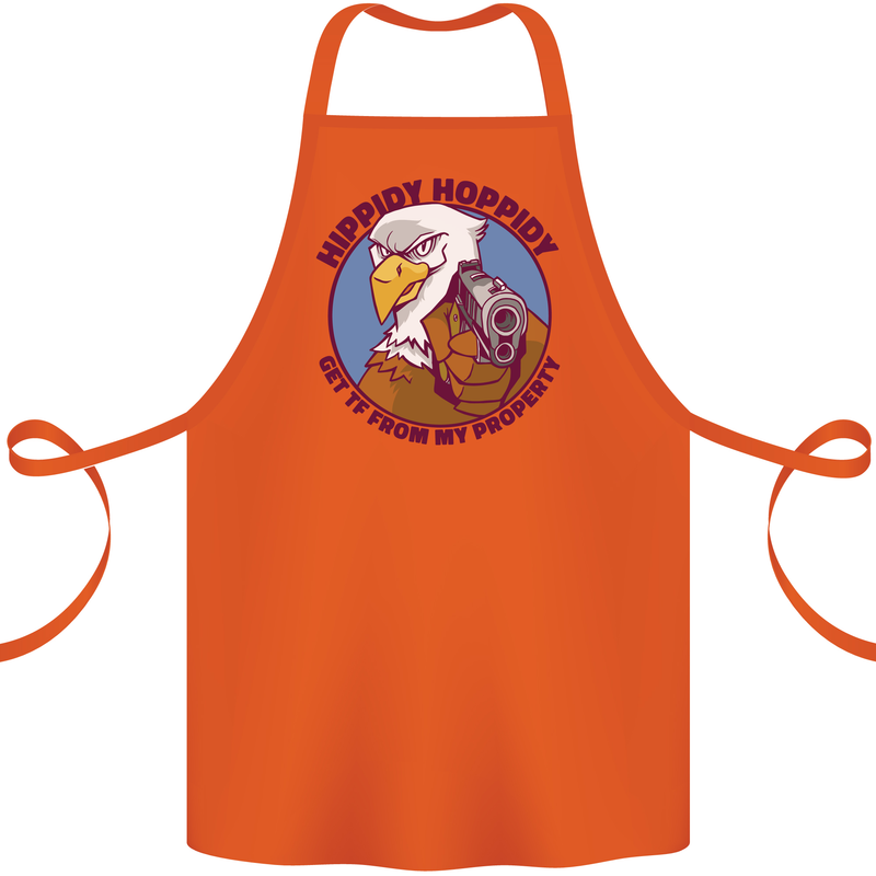Hippidy Hoppidy Get Off My Property Gun Rights Cotton Apron 100% Organic Orange