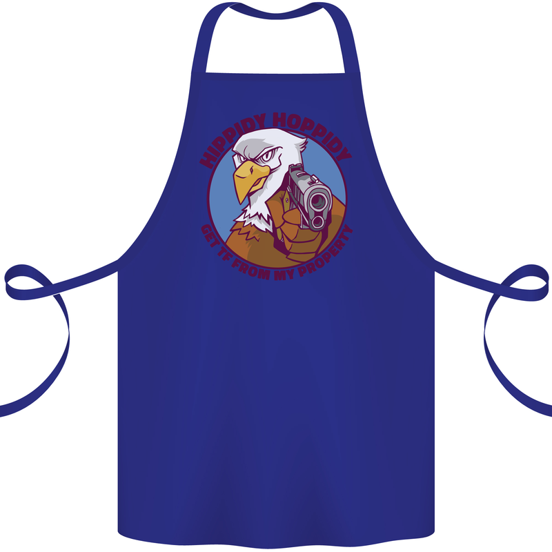 Hippidy Hoppidy Get Off My Property Gun Rights Cotton Apron 100% Organic Royal Blue