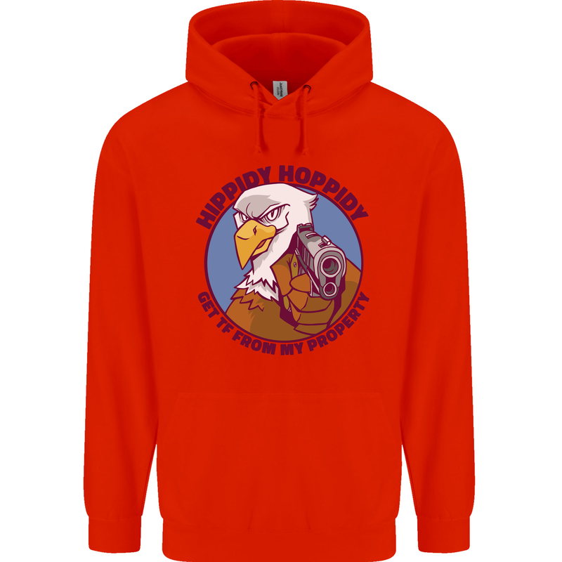 Hippidy Hoppidy Get Off My Property Gun Rights Mens 80% Cotton Hoodie Bright Red
