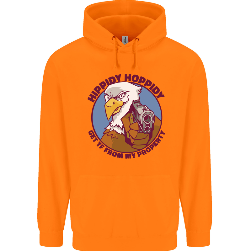 Hippidy Hoppidy Get Off My Property Gun Rights Mens 80% Cotton Hoodie Orange