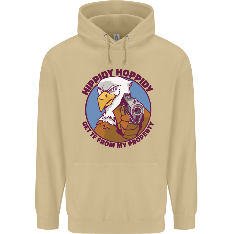 Hippidy Hoppidy Get Off My Property Gun Rights Mens 80% Cotton Hoodie Sand